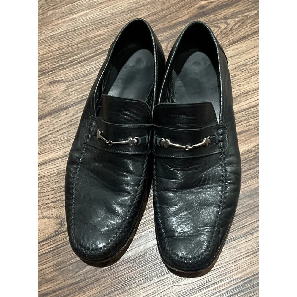 Bruno Magli Kirby 11.5 M Men's Horsebit Loafers Black Leather Italy